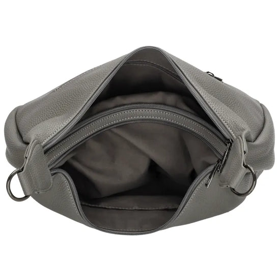 Schultertasche 35x22cm in Grau mit Reißverschluss und Wechselriemen - leder-accessoires.com