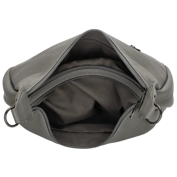 Schultertasche 35x22cm in Grau mit Reißverschluss und Wechselriemen - leder-accessoires.com