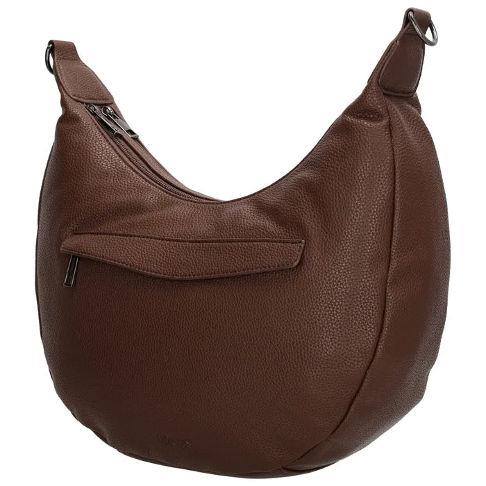 Schultertasche 35x22cm in Dunkelbraun mit Reißverschluss und Wechselriemen - leder-accessoires.com