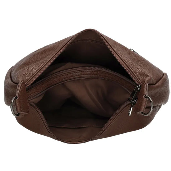 Schultertasche 35x22cm in Dunkelbraun mit Reißverschluss und Wechselriemen - leder-accessoires.com