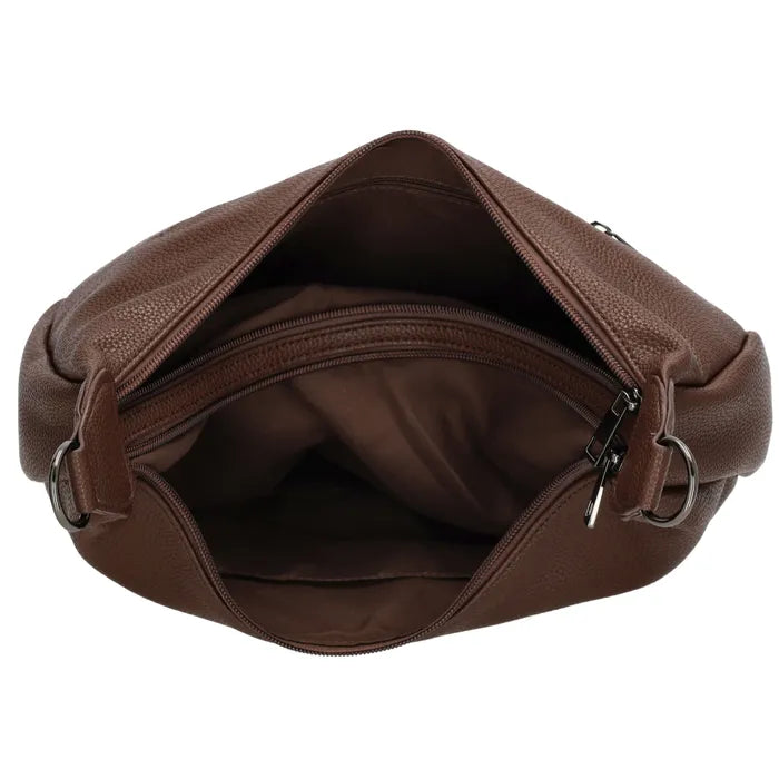 Schultertasche 35x22cm in Dunkelbraun mit Reißverschluss und Wechselriemen - leder-accessoires.com