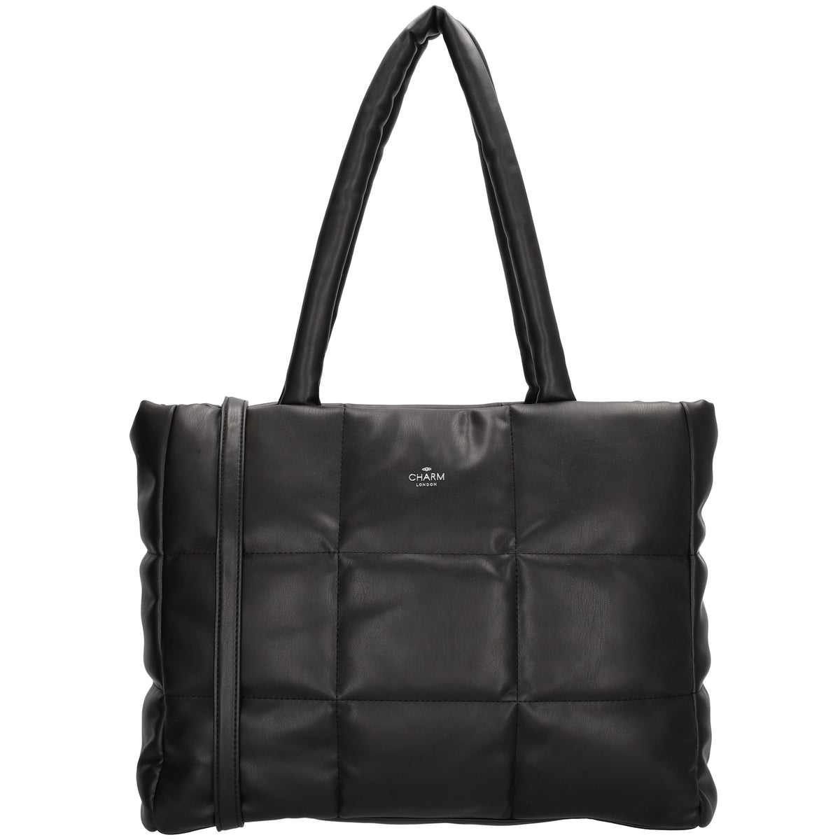 Shopper gesteppt 38 x 30cm in Schwarz mit Reißverschluss - leder-accessoires.com