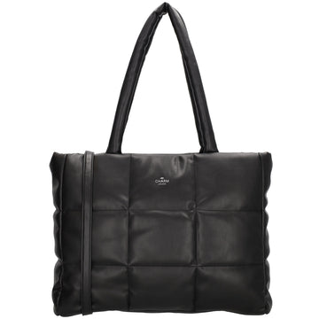 Shopper gesteppt 38 x 30cm in Schwarz mit Reißverschluss - leder-accessoires.com