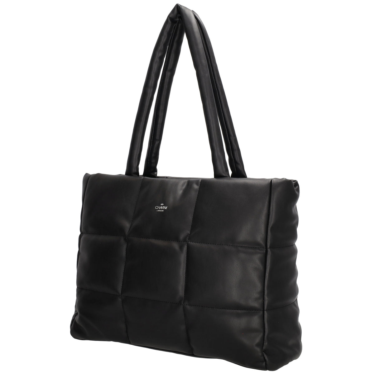 Shopper gesteppt 38 x 30cm in Schwarz mit Reißverschluss - leder-accessoires.com