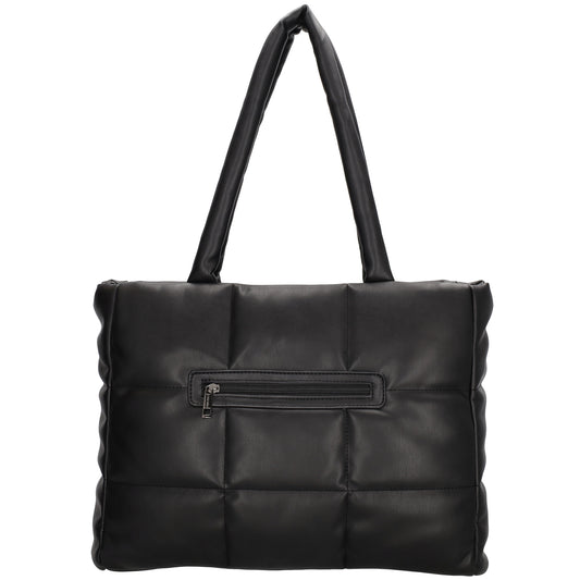 Shopper gesteppt 38 x 30cm in Schwarz mit Reißverschluss - leder-accessoires.com