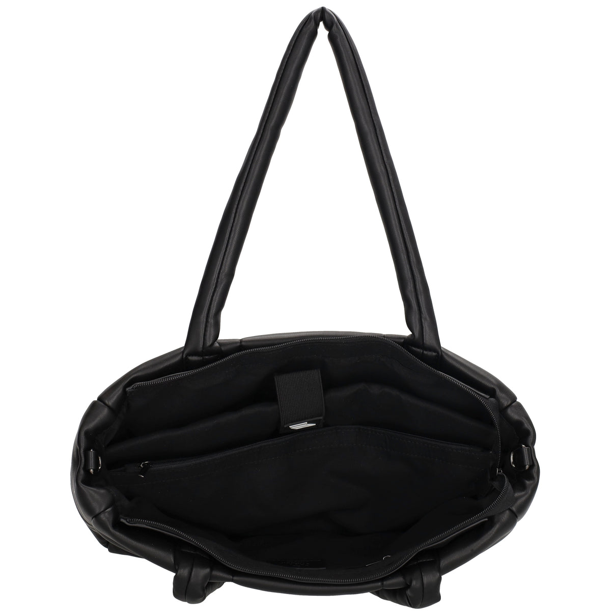 Shopper gesteppt 38 x 30cm in Schwarz mit Reißverschluss - leder-accessoires.com
