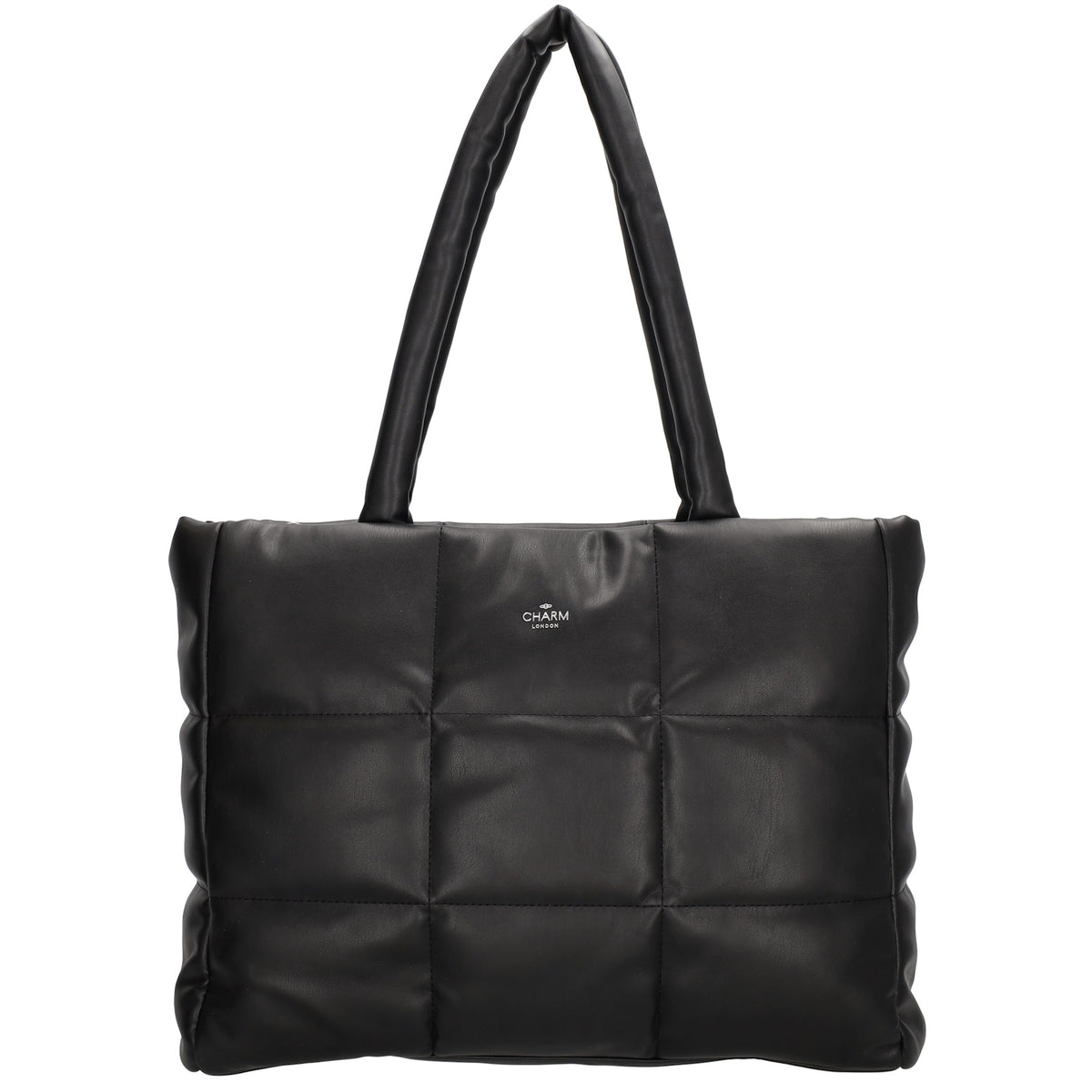 Shopper gesteppt 38 x 30cm in Schwarz mit Reißverschluss - leder-accessoires.com