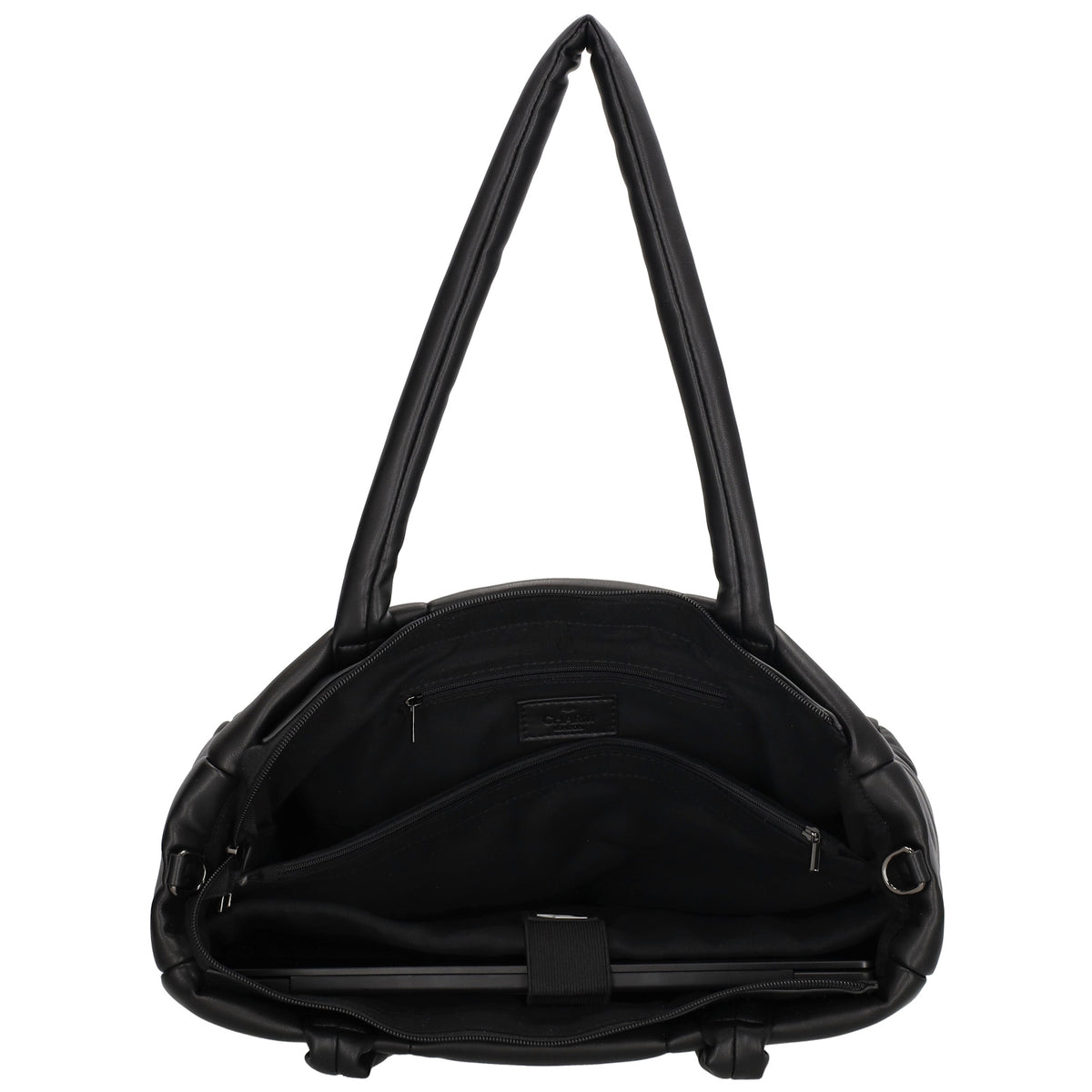 Shopper gesteppt 38 x 30cm in Schwarz mit Reißverschluss - leder-accessoires.com