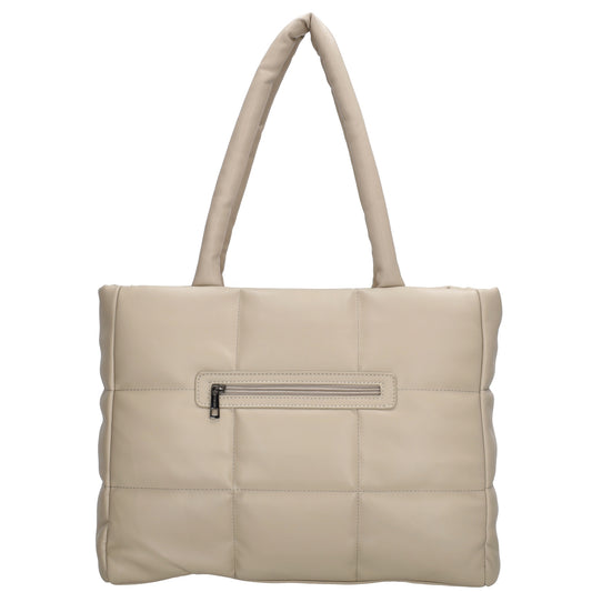 Shopper gesteppt 38 x 30cm in Helltaupe mit Reißverschluss - leder-accessoires.com