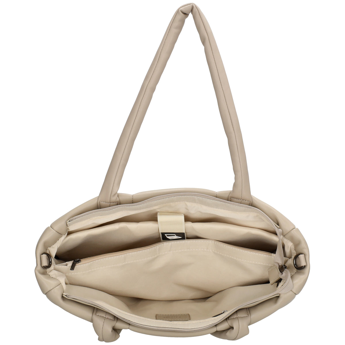 Shopper gesteppt 38 x 30cm in Helltaupe mit Reißverschluss - leder-accessoires.com