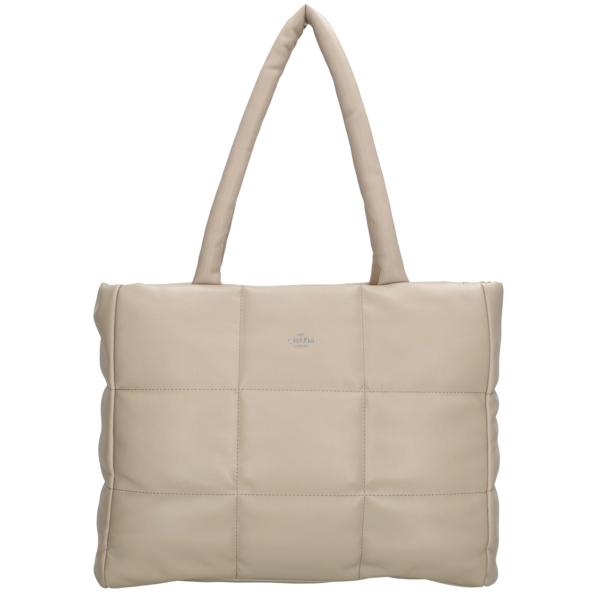 Shopper gesteppt 38 x 30cm in Helltaupe mit Reißverschluss - leder-accessoires.com