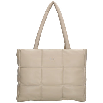 Shopper gesteppt 38 x 30cm in Helltaupe mit Reißverschluss - leder-accessoires.com
