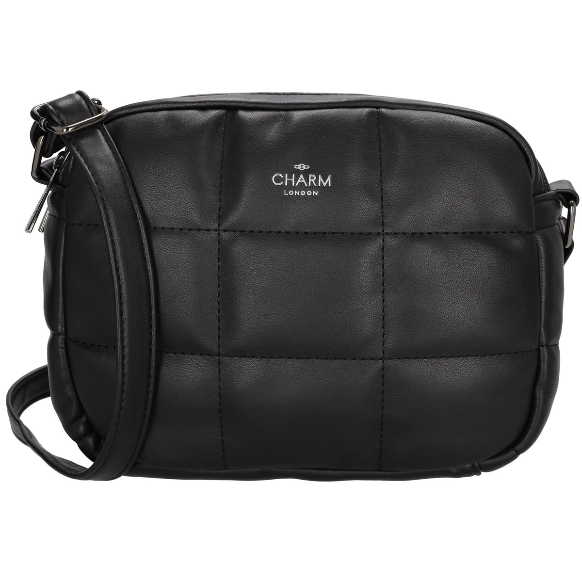 Schultertasche gesteppt 22 x 17cm in Schwarz mit Reißverschluss - leder-accessoires.com