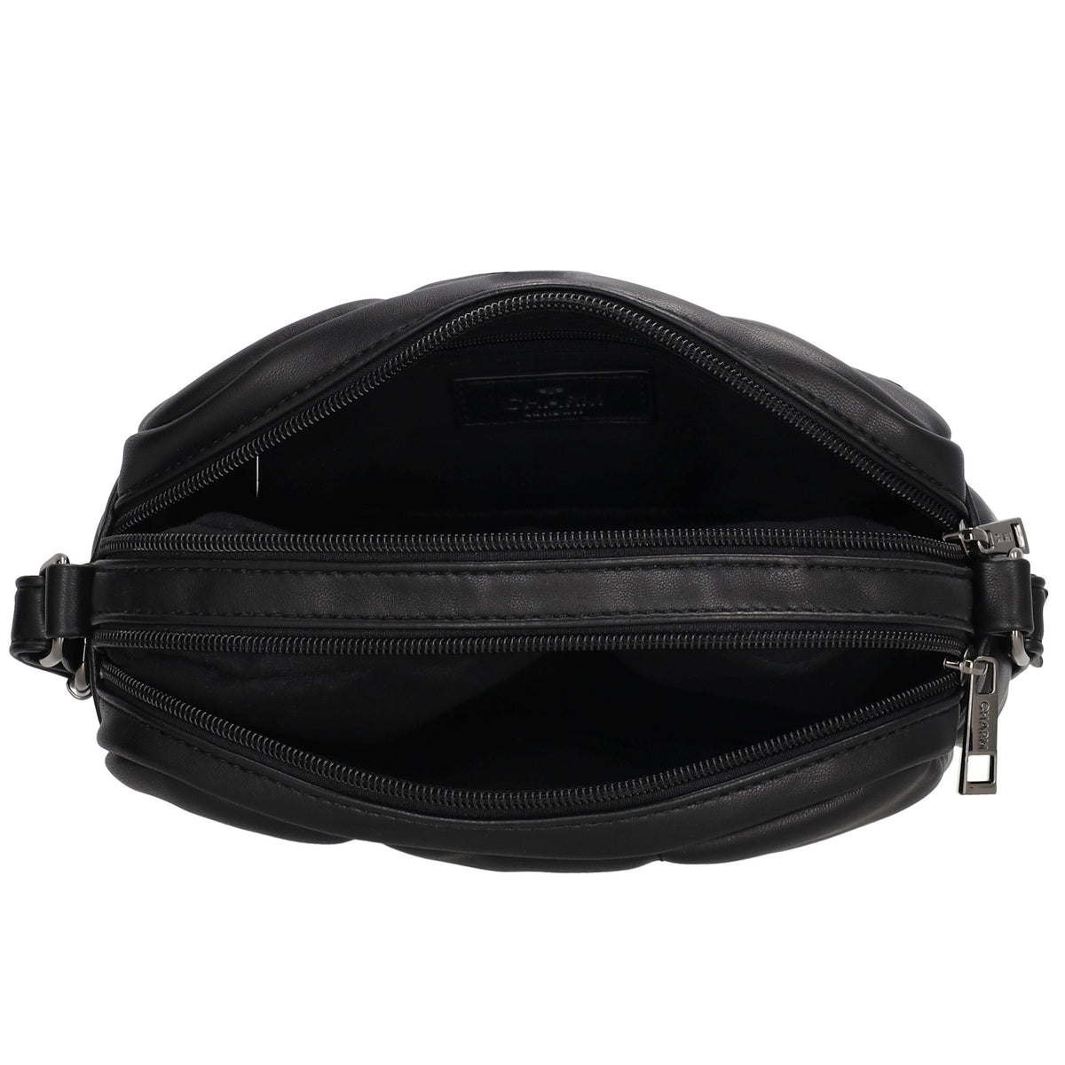 Schultertasche gesteppt 22 x 17cm in Schwarz mit Reißverschluss - leder-accessoires.com