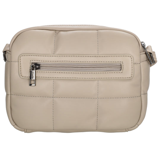 Schultertasche gesteppt 22 x 17cm in Beige mit Reißverschluss - leder-accessoires.com