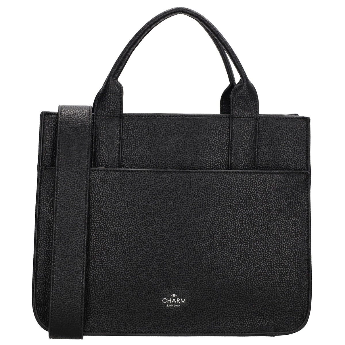 Shopper 30x24,5cm in Schwarz mit Reißverschluss und Kurzgriff - leder-accessoires.com