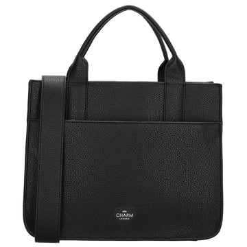 Shopper 30x24,5cm in Schwarz mit Reißverschluss und Kurzgriff - leder-accessoires.com