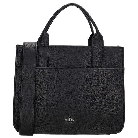 Shopper 30x24,5cm in Schwarz mit Reißverschluss und Kurzgriff - leder-accessoires.com