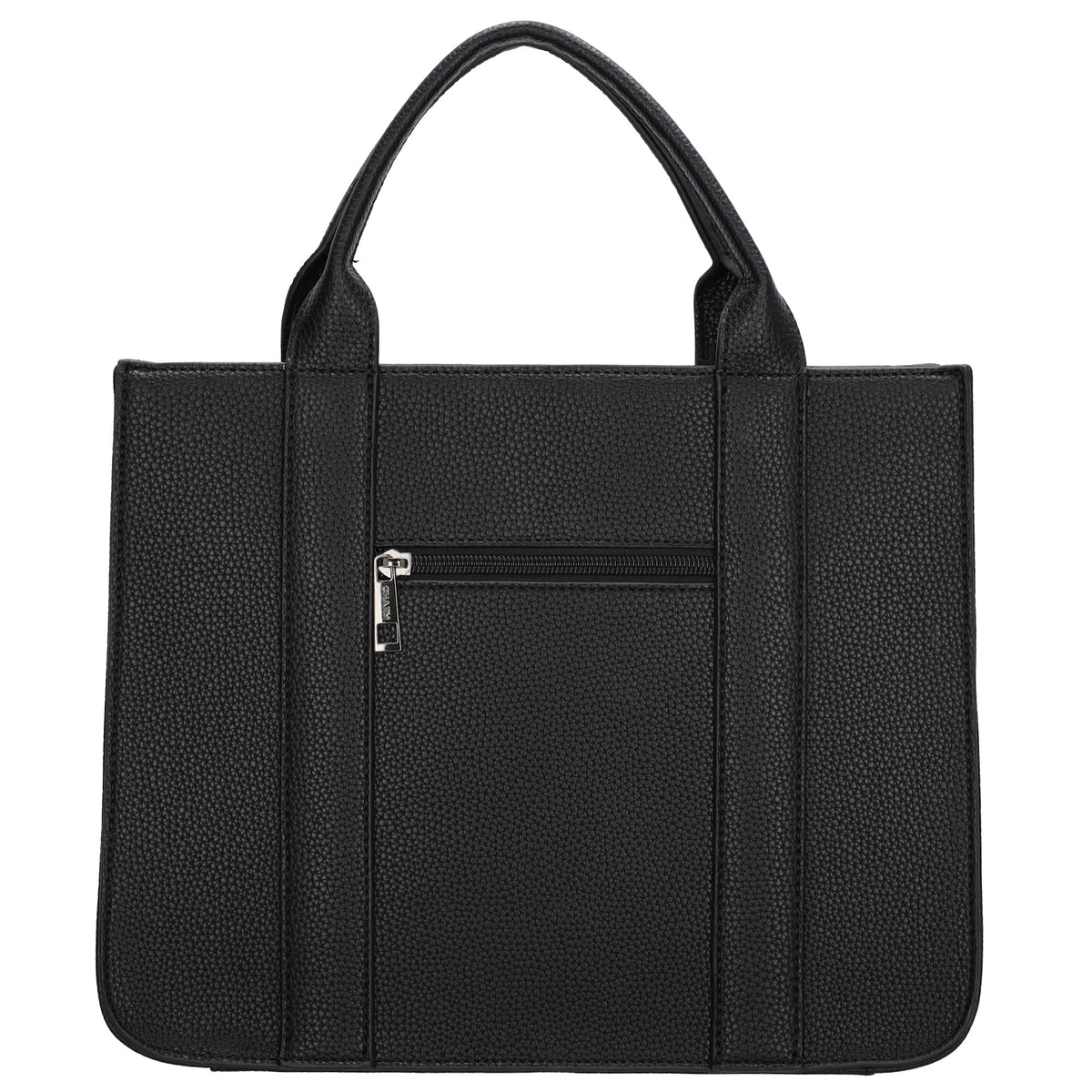Shopper 30x24,5cm in Schwarz mit Reißverschluss und Kurzgriff - leder-accessoires.com