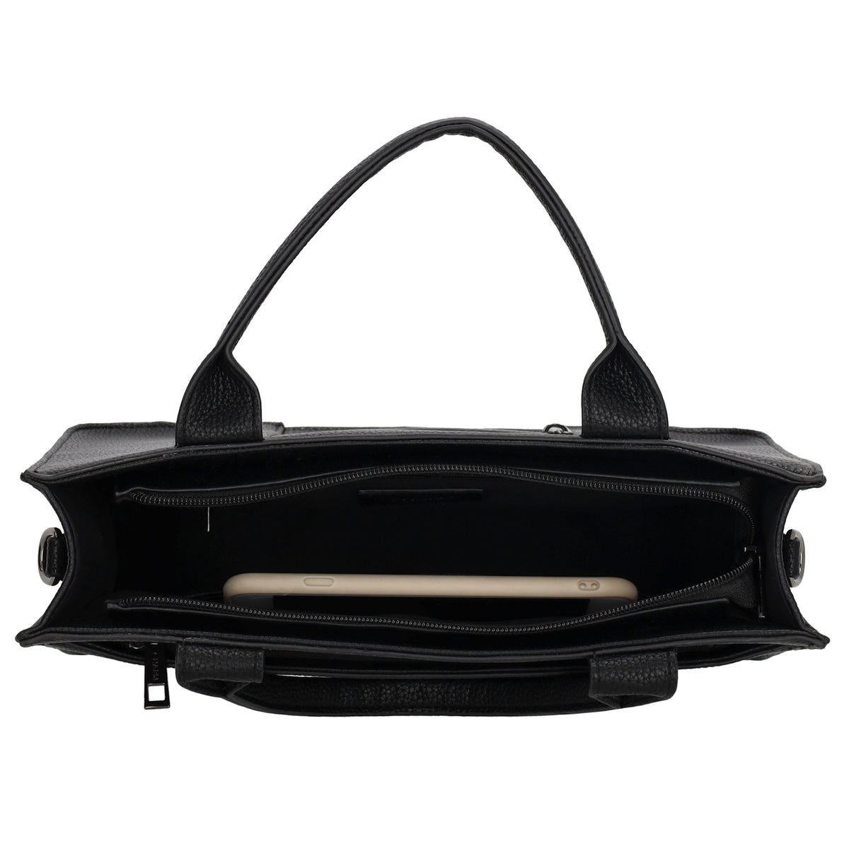 Shopper 30x24,5cm in Schwarz mit Reißverschluss und Kurzgriff - leder-accessoires.com