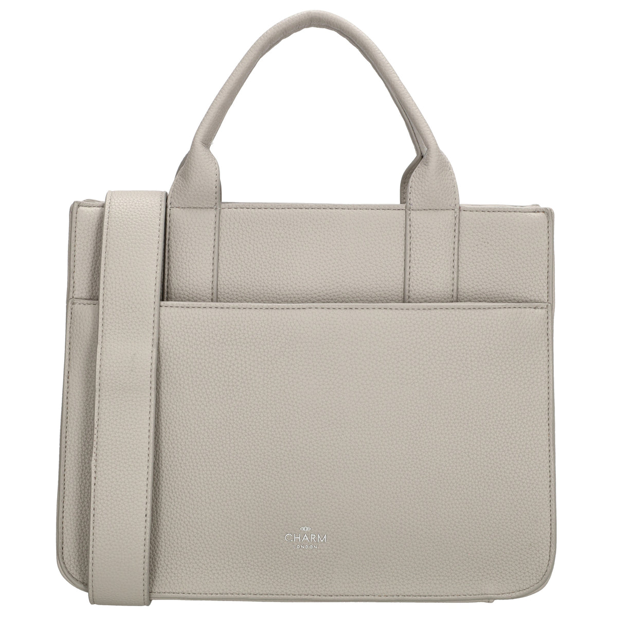 Shopper 30x24,5cm in Hellgrau mit Reißverschluss und Kurzgriff - leder-accessoires.com