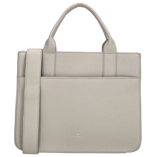 Shopper 30x24,5cm in Hellgrau mit Reißverschluss und Kurzgriff - leder-accessoires.com