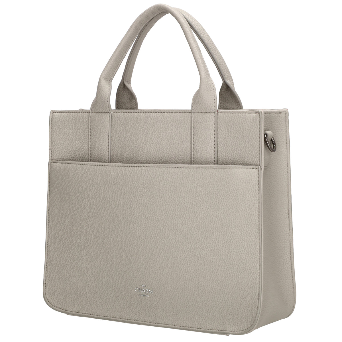 Shopper 30x24,5cm in Hellgrau mit Reißverschluss und Kurzgriff - leder-accessoires.com