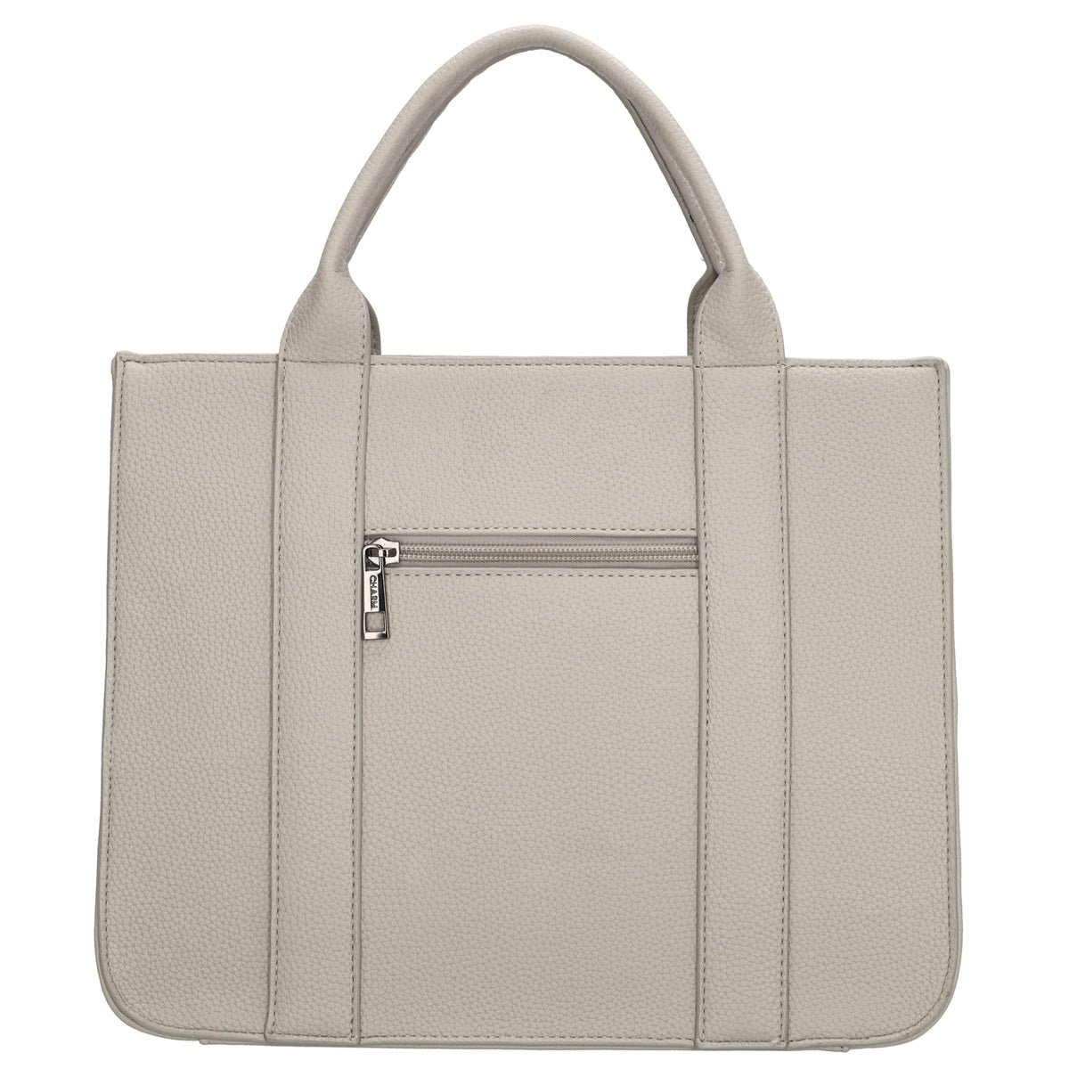 Shopper 30x24,5cm in Hellgrau mit Reißverschluss und Kurzgriff - leder-accessoires.com