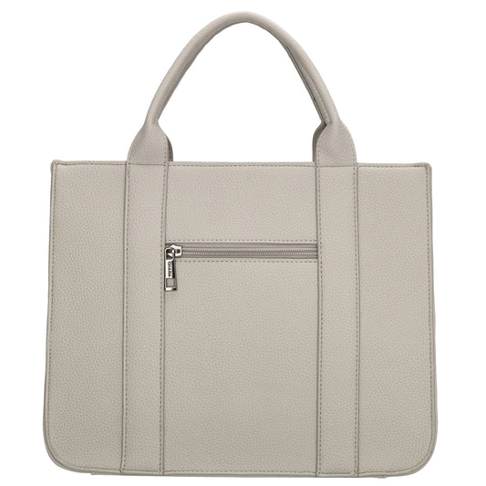 Shopper 30x24,5cm in Hellgrau mit Reißverschluss und Kurzgriff - leder-accessoires.com