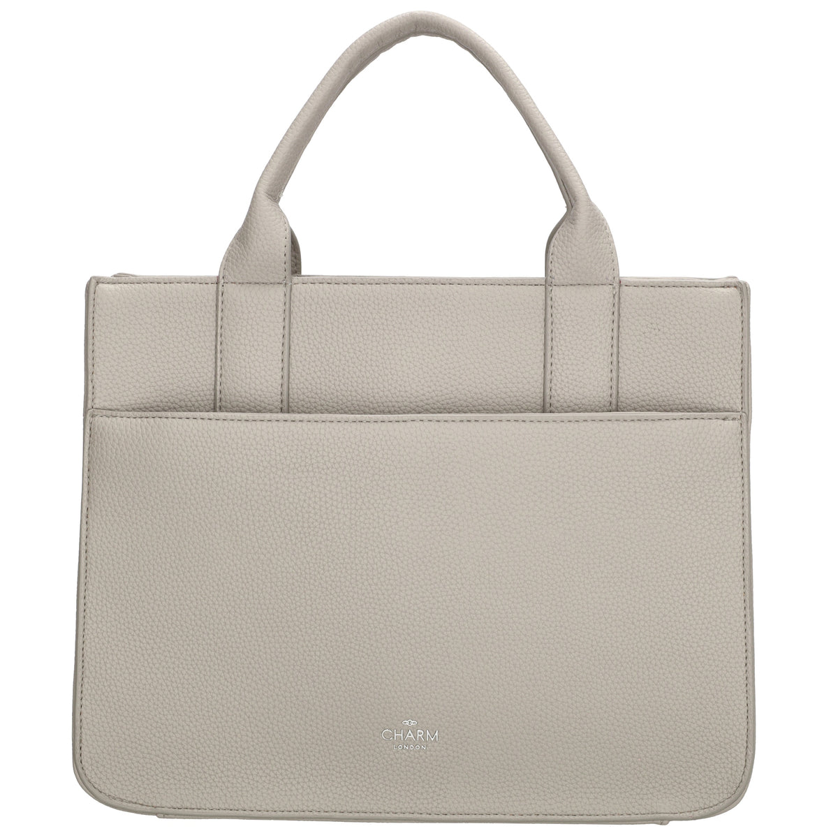 Shopper 30x24,5cm in Hellgrau mit Reißverschluss und Kurzgriff - leder-accessoires.com