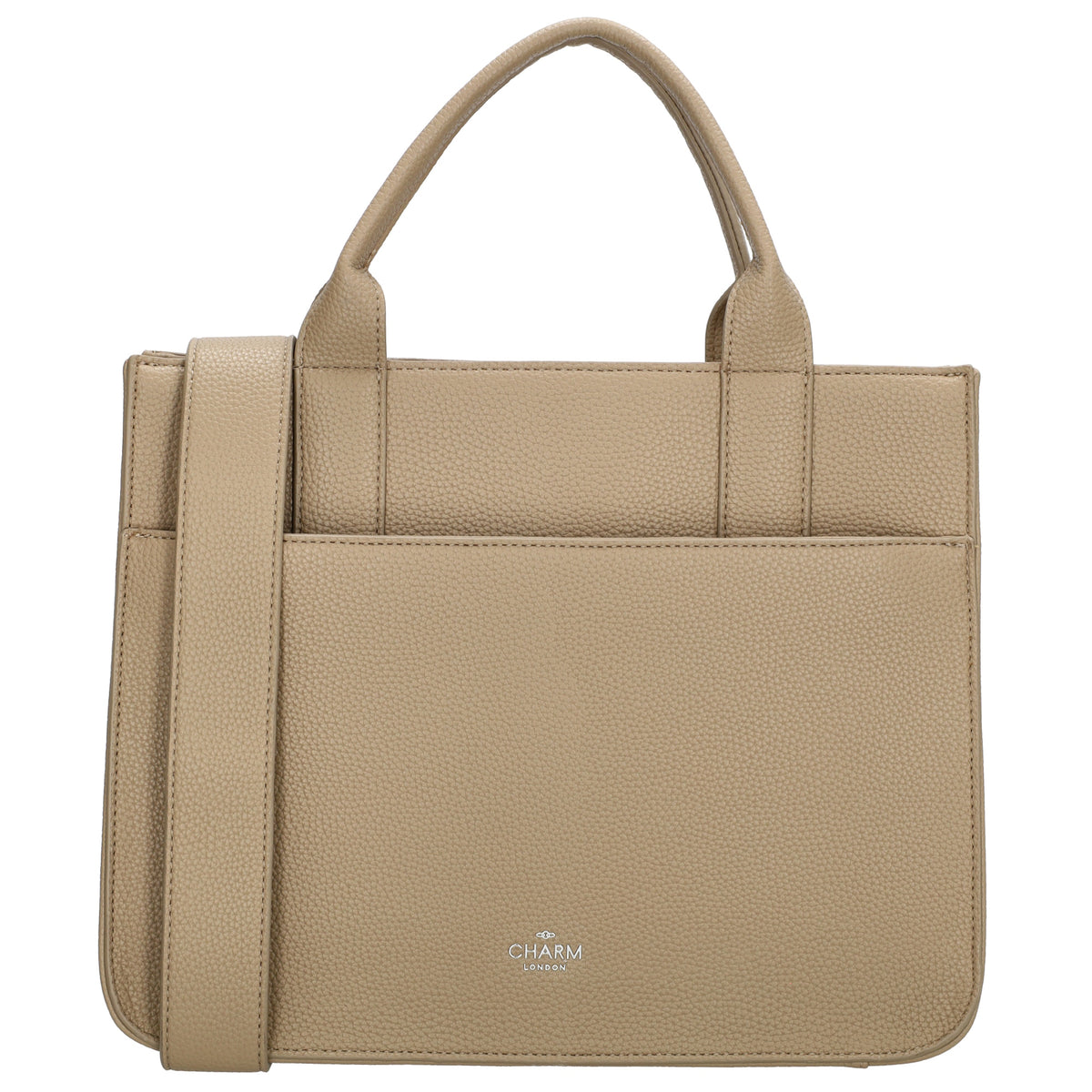 Shopper 30x24,5cm in Helltaupe mit Reißverschluss und Kurzgriff - leder-accessoires.com