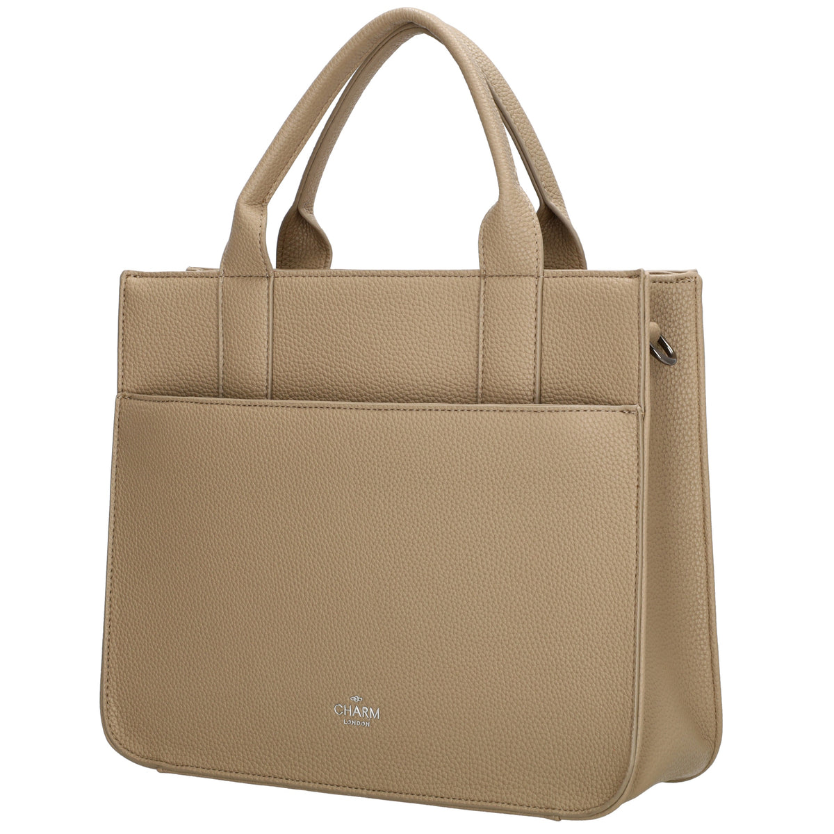 Shopper 30x24,5cm in Helltaupe mit Reißverschluss und Kurzgriff - leder-accessoires.com