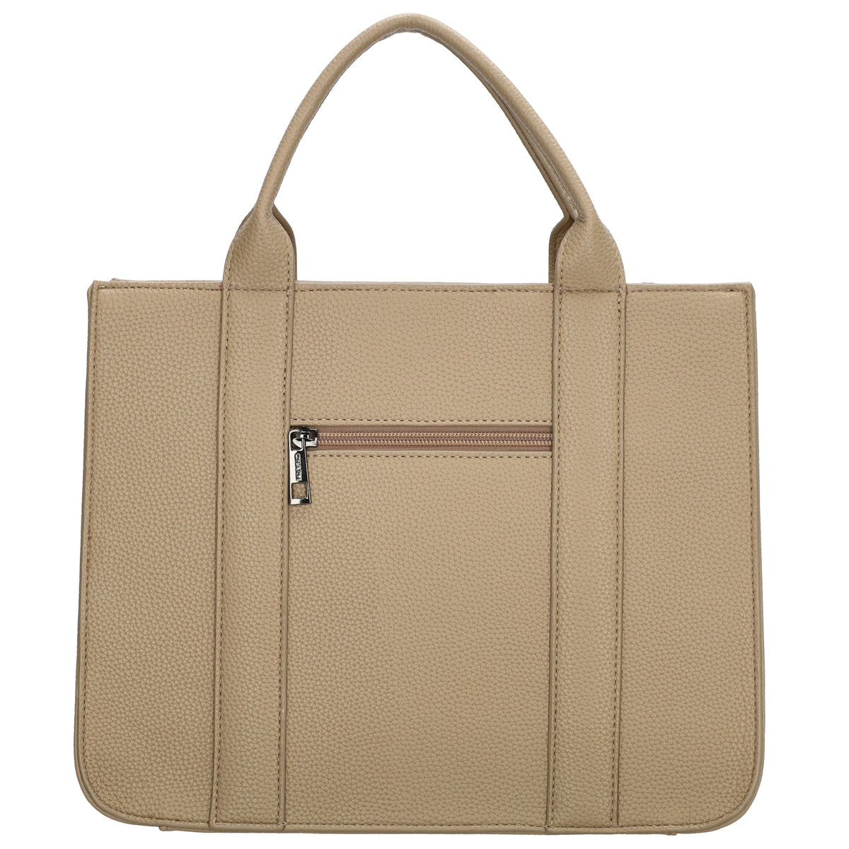 Shopper 30x24,5cm in Helltaupe mit Reißverschluss und Kurzgriff - leder-accessoires.com