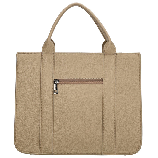 Shopper 30x24,5cm in Helltaupe mit Reißverschluss und Kurzgriff - leder-accessoires.com