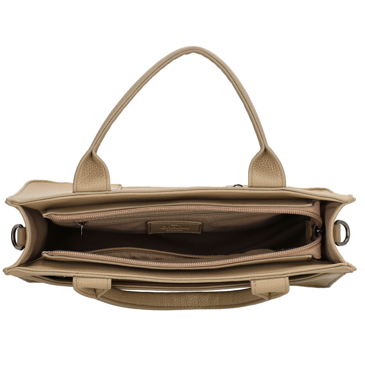 Shopper 30x24,5cm in Helltaupe mit Reißverschluss und Kurzgriff - leder-accessoires.com