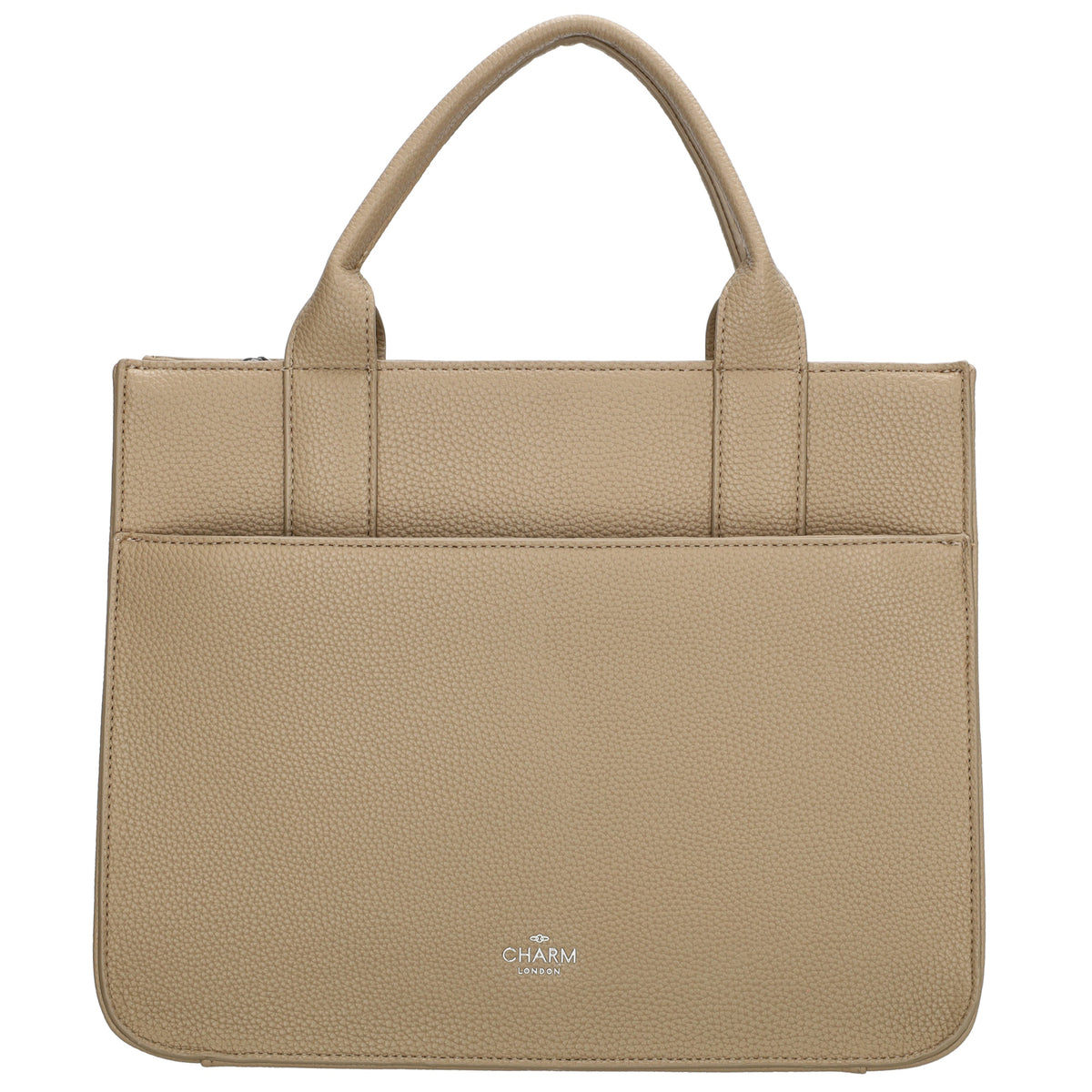 Shopper 30x24,5cm in Helltaupe mit Reißverschluss und Kurzgriff - leder-accessoires.com