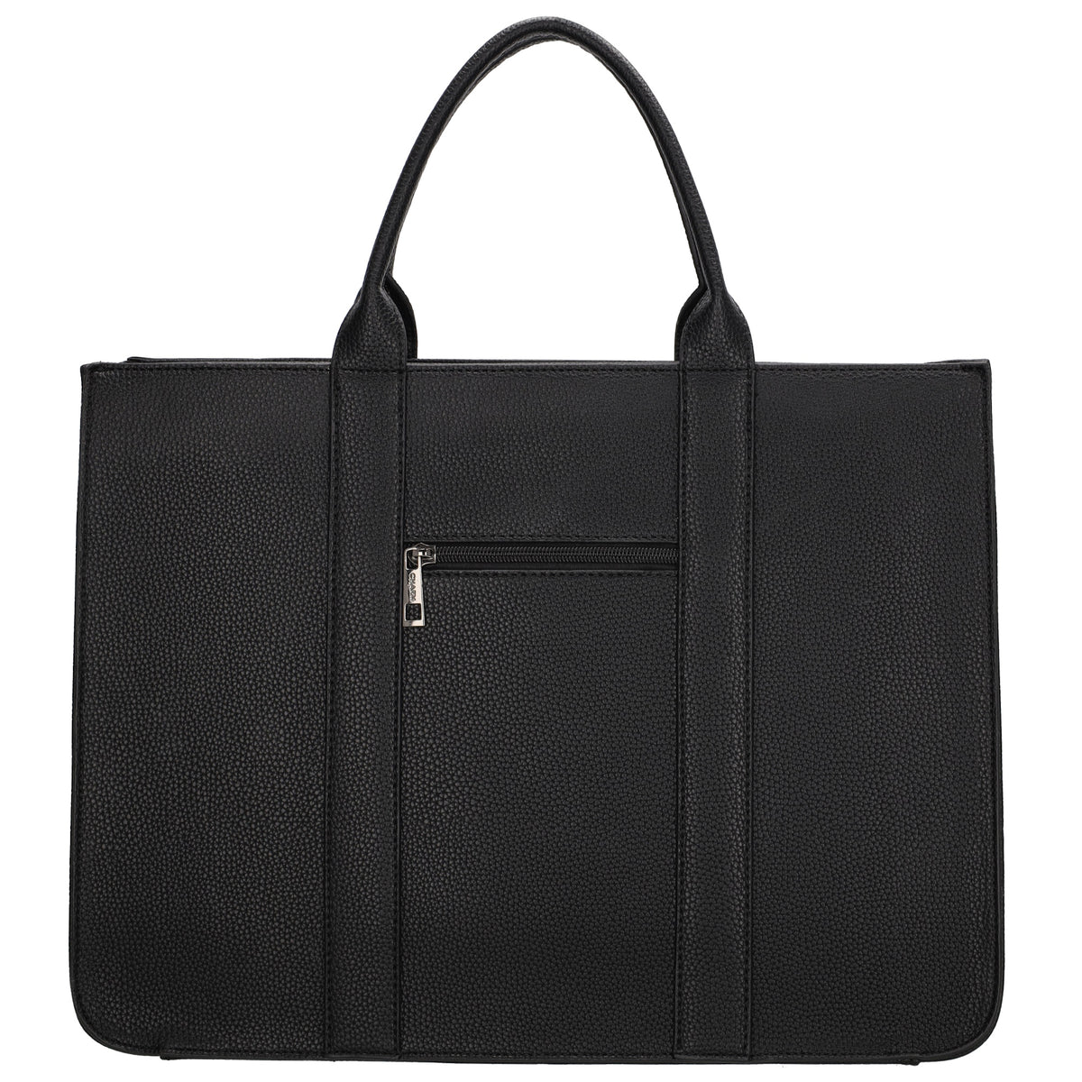 Shopper 40x29,5cm in Schwarz mit Reißverschluss und Kurzgriff - leder-accessoires.com