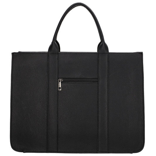 Shopper 40x29,5cm in Schwarz mit Reißverschluss und Kurzgriff - leder-accessoires.com