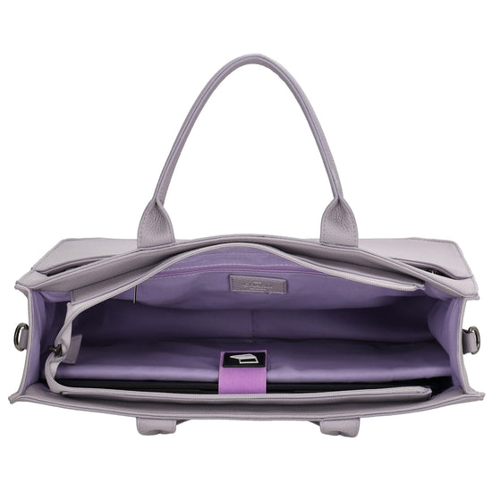Shopper 40x29,5cm in Flieder mit Reißverschluss und Kurzgriff - leder-accessoires.com