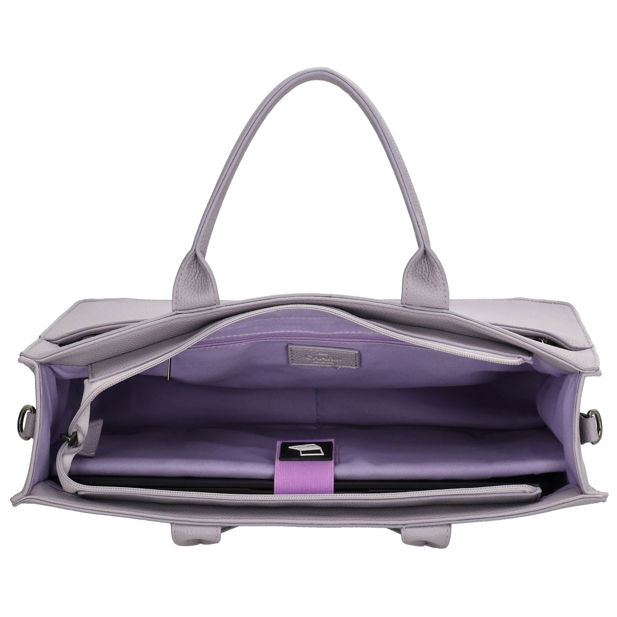 Shopper 40x29,5cm in Flieder mit Reißverschluss und Kurzgriff - leder-accessoires.com
