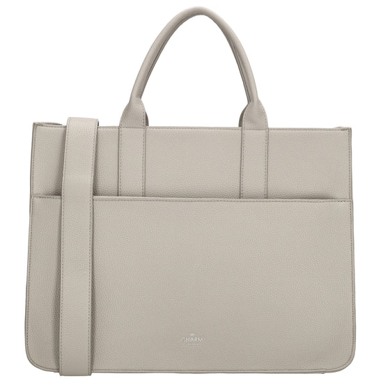 Shopper 40x29,5cm in Hellgrau mit Reißverschluss und Kurzgriff - leder-accessoires.com