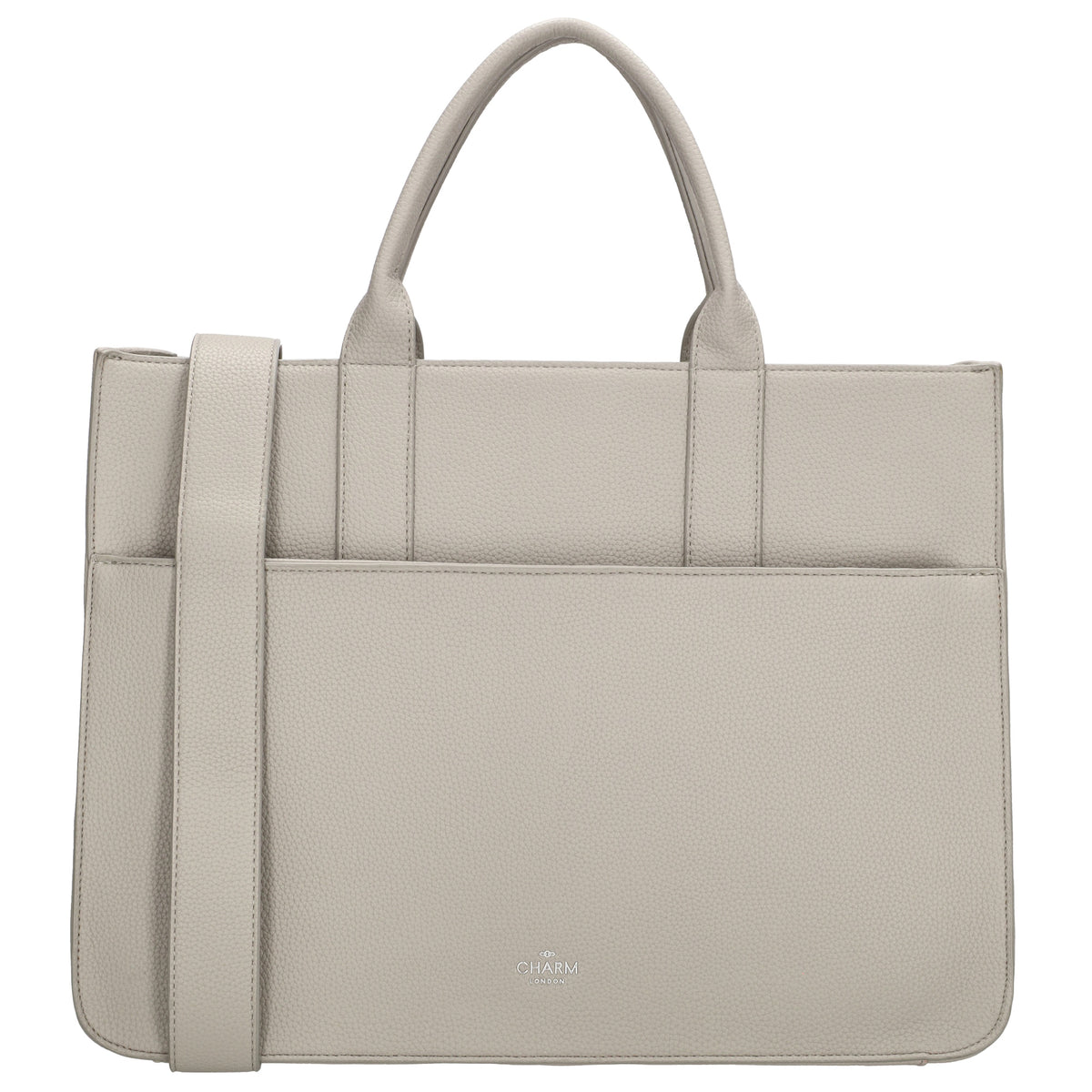 Shopper 40x29,5cm in Hellgrau mit Reißverschluss und Kurzgriff - leder-accessoires.com