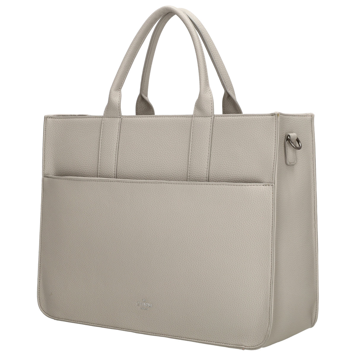 Shopper 40x29,5cm in Hellgrau mit Reißverschluss und Kurzgriff - leder-accessoires.com