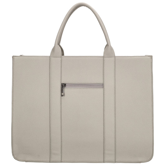 Shopper 40x29,5cm in Hellgrau mit Reißverschluss und Kurzgriff - leder-accessoires.com
