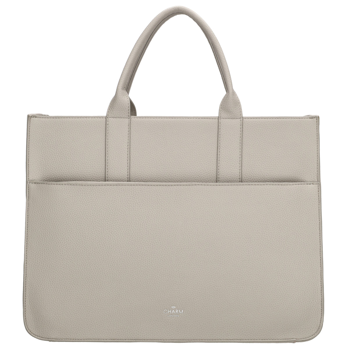 Shopper 40x29,5cm in Hellgrau mit Reißverschluss und Kurzgriff - leder-accessoires.com