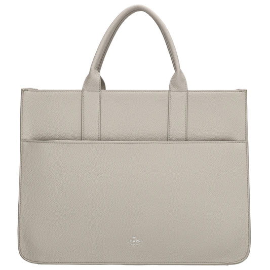 Shopper 40x29,5cm in Hellgrau mit Reißverschluss und Kurzgriff - leder-accessoires.com