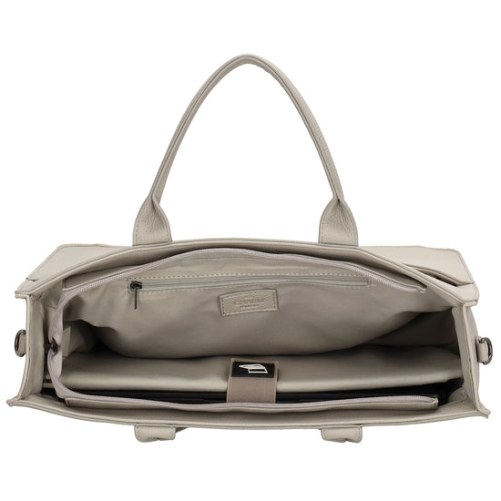 Shopper 40x29,5cm in Hellgrau mit Reißverschluss und Kurzgriff - leder-accessoires.com