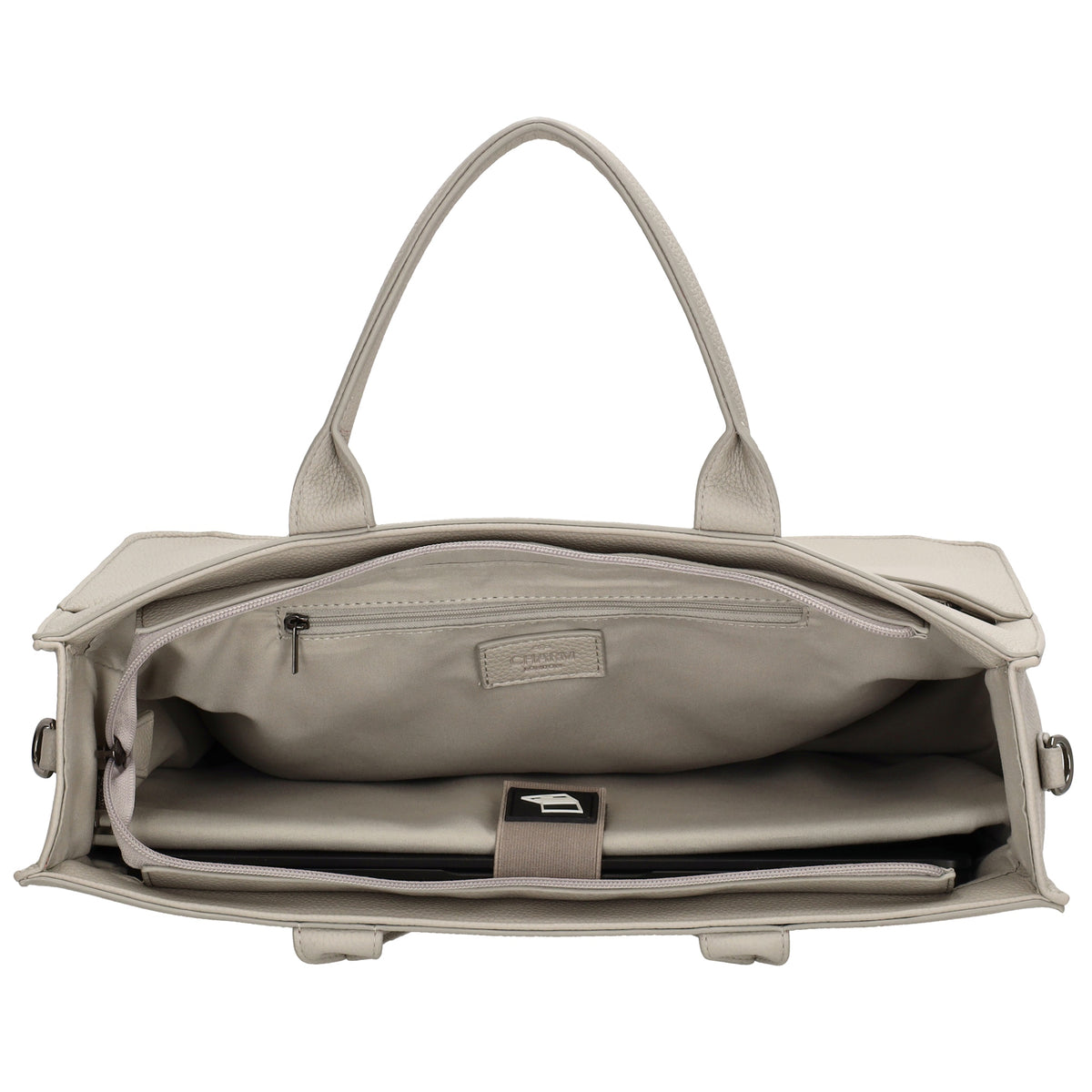 Shopper 40x29,5cm in Hellgrau mit Reißverschluss und Kurzgriff - leder-accessoires.com