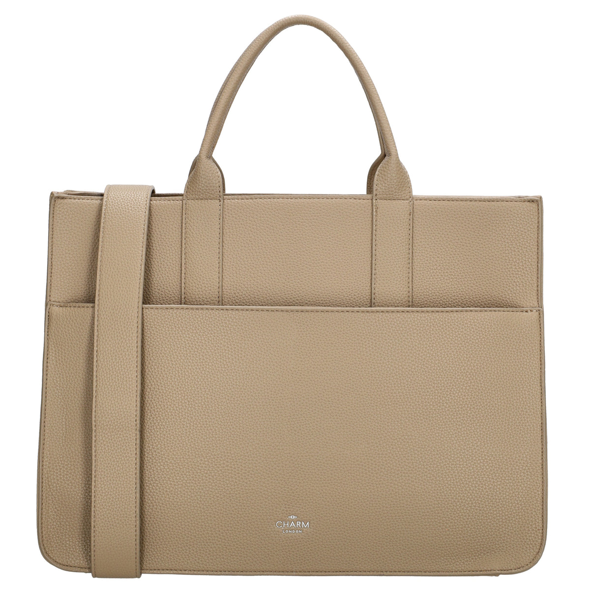 Shopper 40x29,5cm in Helltaupe mit Reißverschluss und Kurzgriff - leder-accessoires.com