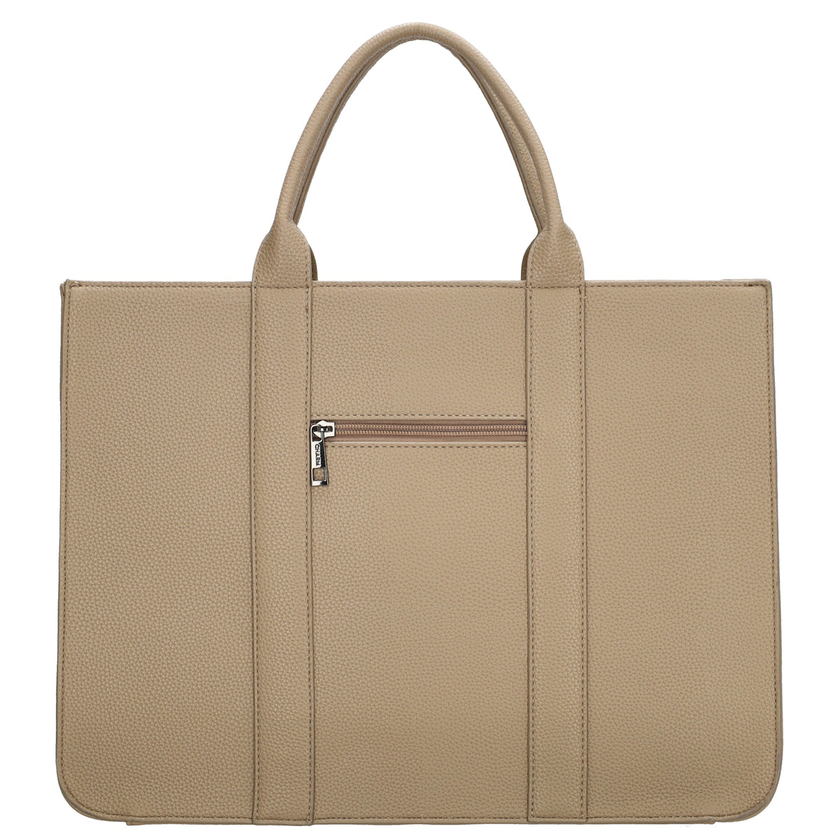 Shopper 40x29,5cm in Helltaupe mit Reißverschluss und Kurzgriff - leder-accessoires.com